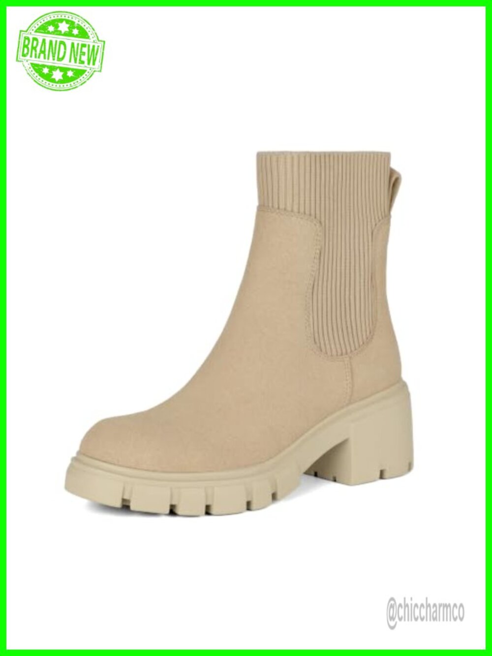 Chunky Platform Chelsea Ankle Boots Suede Lug Sole
